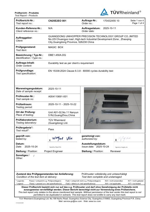 Испытания TÜV системы ящиков Magic Box